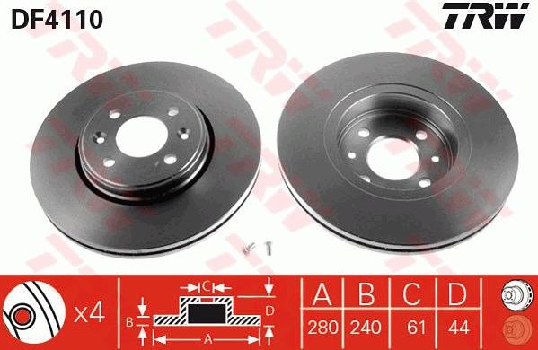 TRW GTD1085 - Дисковый тормозной механизм, комплект autospares.lv