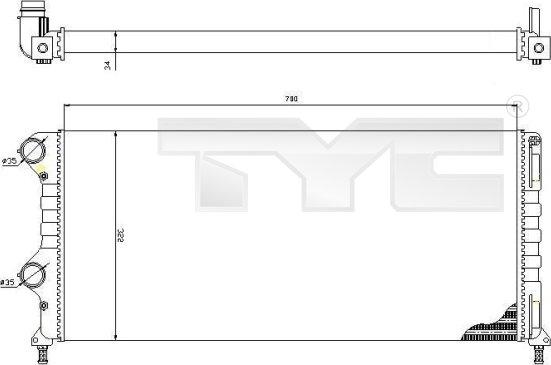 TYC 709-0015-R - Радиатор, охлаждение двигателя autospares.lv