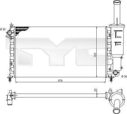 TYC 709-0013 - Радиатор, охлаждение двигателя autospares.lv