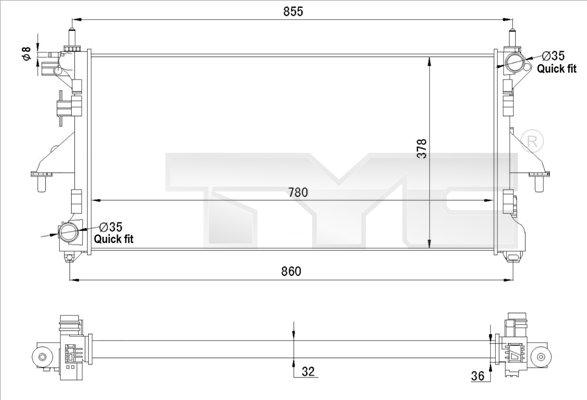 TYC 709-0028-R - Радиатор, охлаждение двигателя autospares.lv