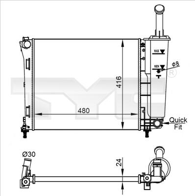 TYC 709-0022-R - Радиатор, охлаждение двигателя autospares.lv