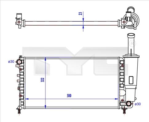 TYC 709-0027-R - Радиатор, охлаждение двигателя autospares.lv