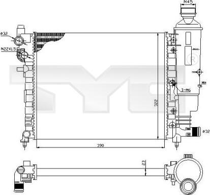 TYC 705-0032 - Радиатор, охлаждение двигателя autospares.lv