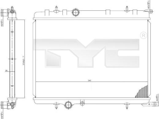 TYC 705-0027 - Радиатор, охлаждение двигателя autospares.lv