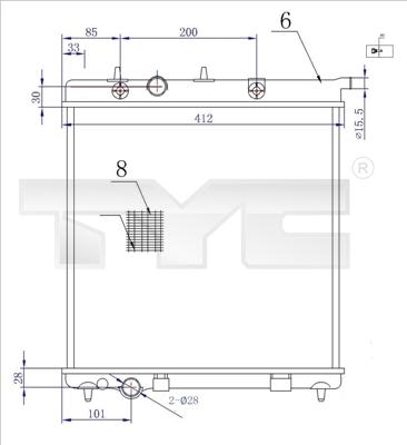 TYC 705-0072-R - Радиатор, охлаждение двигателя autospares.lv