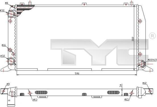 TYC 702-0035 - Радиатор, охлаждение двигателя autospares.lv