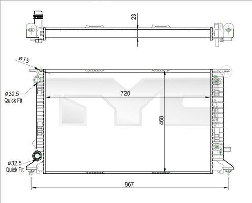 TYC 702-0037-R - Радиатор, охлаждение двигателя autospares.lv