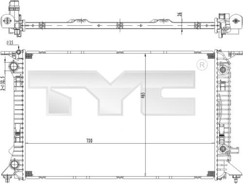 TYC 702-0037 - Радиатор, охлаждение двигателя autospares.lv