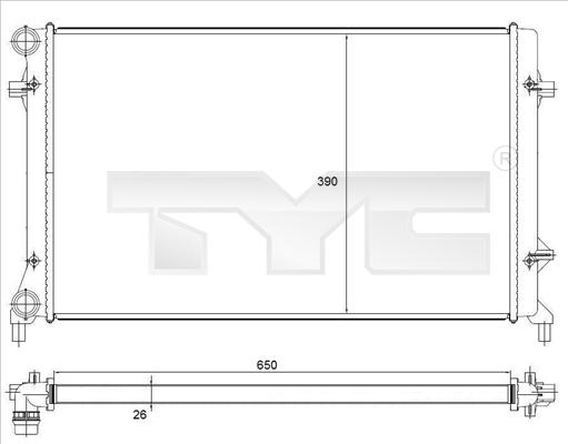 TYC 702-0023 - Радиатор, охлаждение двигателя autospares.lv