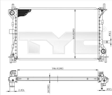 TYC 710-0052 - Радиатор, охлаждение двигателя autospares.lv