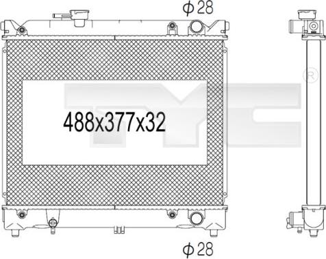 TYC 735-1004 - Радиатор, охлаждение двигателя autospares.lv