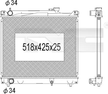 TYC 735-1001 - Радиатор, охлаждение двигателя autospares.lv