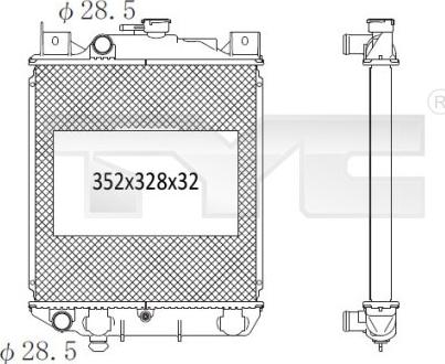 TYC 735-1008 - Радиатор, охлаждение двигателя autospares.lv