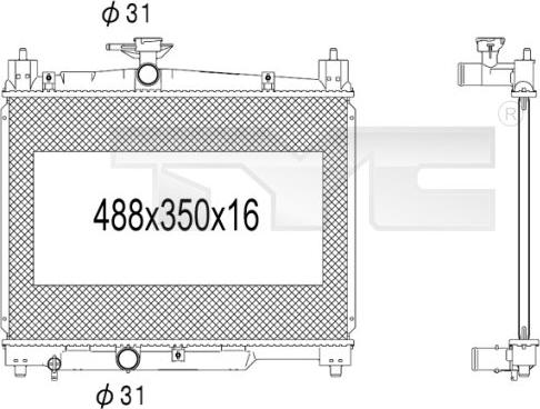 TYC 736-1009 - Радиатор, охлаждение двигателя autospares.lv