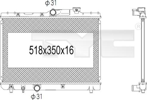 TYC 736-1005 - Радиатор, охлаждение двигателя autospares.lv