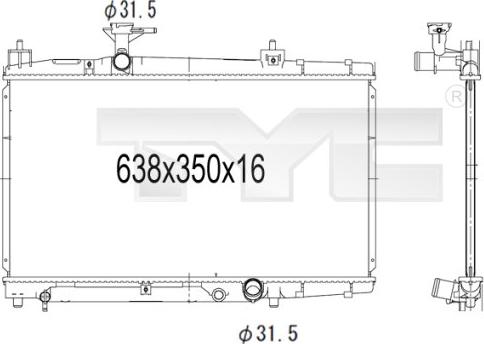 TYC 736-1010 - Радиатор, охлаждение двигателя autospares.lv