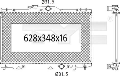 TYC 736-1025 - Радиатор, охлаждение двигателя autospares.lv