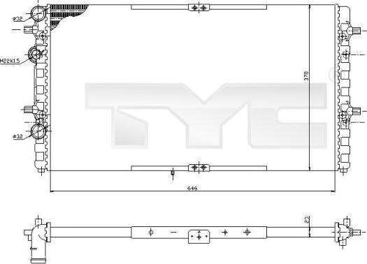 TYC 731-0002 - Радиатор, охлаждение двигателя autospares.lv