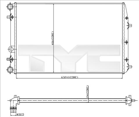 TYC 737-0042 - Радиатор, охлаждение двигателя autospares.lv