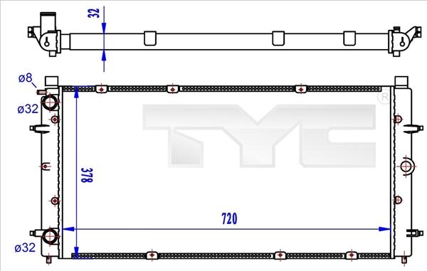 TYC 737-0059-R - Радиатор, охлаждение двигателя autospares.lv