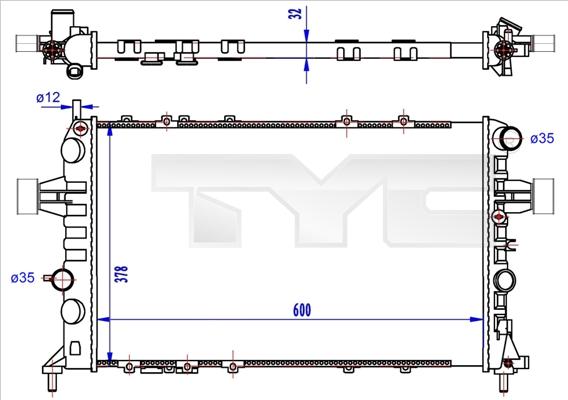 TYC 725-0041-R - Радиатор, охлаждение двигателя autospares.lv