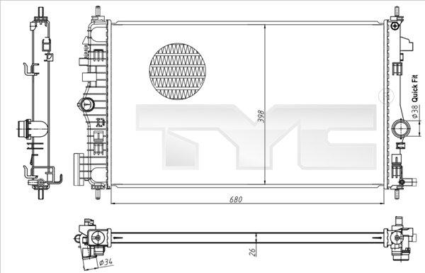 TYC 725-0047 - Радиатор, охлаждение двигателя autospares.lv