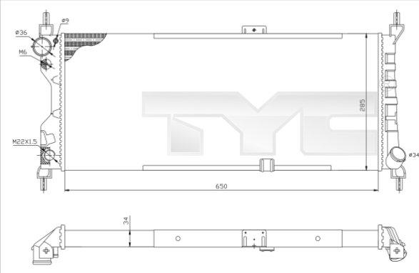 TYC 725-0019-R - Радиатор, охлаждение двигателя autospares.lv