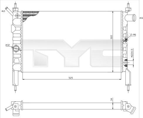 TYC 725-0018 - Радиатор, охлаждение двигателя autospares.lv