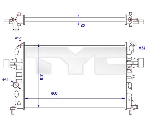 TYC 725-0038-R - Радиатор, охлаждение двигателя autospares.lv