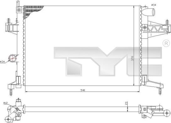 TYC 725-0033 - Радиатор, охлаждение двигателя autospares.lv