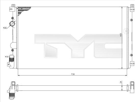 TYC 725-0029 - Радиатор, охлаждение двигателя autospares.lv