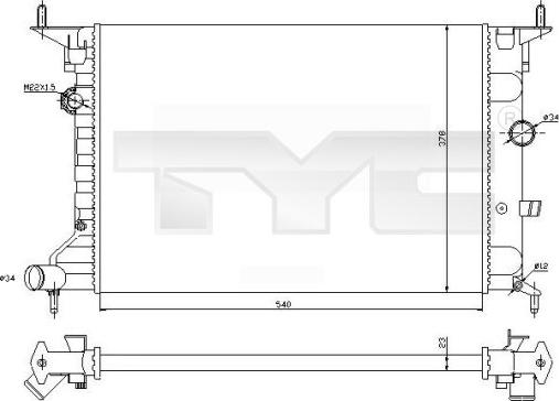 TYC 725-0026-R - Радиатор, охлаждение двигателя autospares.lv