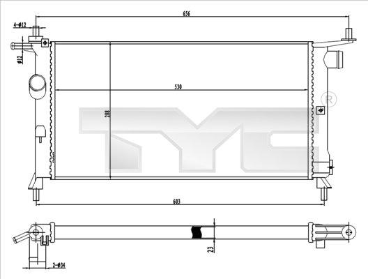 TYC 725-0020 - Радиатор, охлаждение двигателя autospares.lv