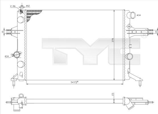 TYC 725-0021 - Радиатор, охлаждение двигателя autospares.lv