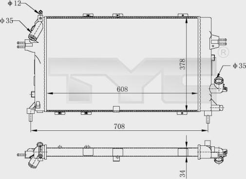 TYC 725-0028-R - Радиатор, охлаждение двигателя autospares.lv