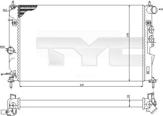 TYC 725-0027-R - Радиатор, охлаждение двигателя autospares.lv