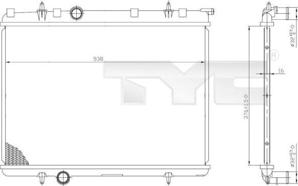 TYC 726-0009 - Радиатор, охлаждение двигателя autospares.lv