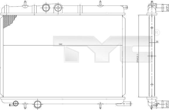 TYC 726-0006 - Радиатор, охлаждение двигателя autospares.lv