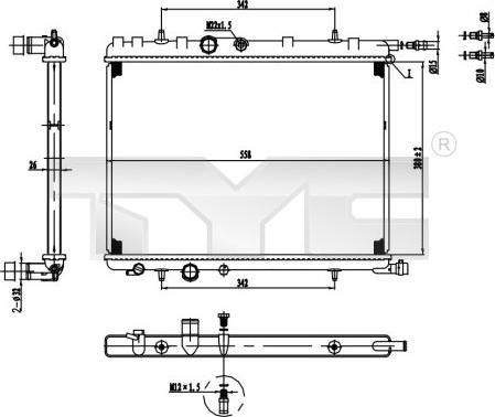 TYC 726-0016 - Радиатор, охлаждение двигателя autospares.lv