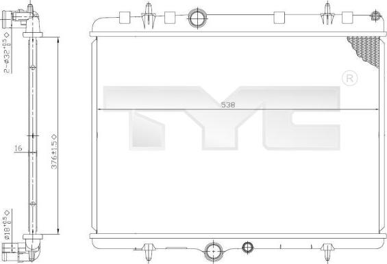 TYC 726-0011 - Радиатор, охлаждение двигателя autospares.lv