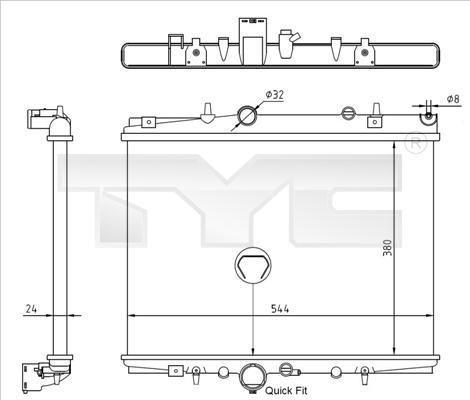 TYC 726-0018-R - Радиатор, охлаждение двигателя autospares.lv