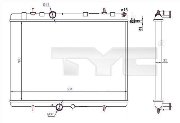 TYC 726-0020-R - Радиатор, охлаждение двигателя autospares.lv