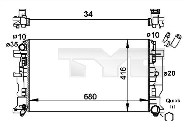 TYC 721-0014-R - Радиатор, охлаждение двигателя autospares.lv