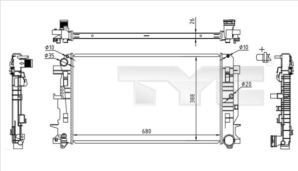 TYC 721-0014 - Радиатор, охлаждение двигателя autospares.lv