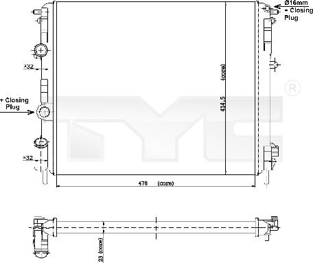 TYC 728-0010 - Радиатор, охлаждение двигателя autospares.lv