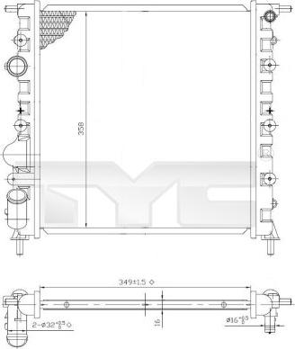 TYC 728-0013 - Радиатор, охлаждение двигателя autospares.lv