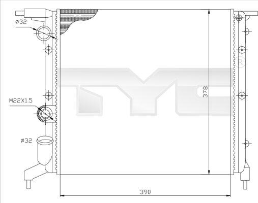 TYC 728-0032 - Радиатор, охлаждение двигателя autospares.lv