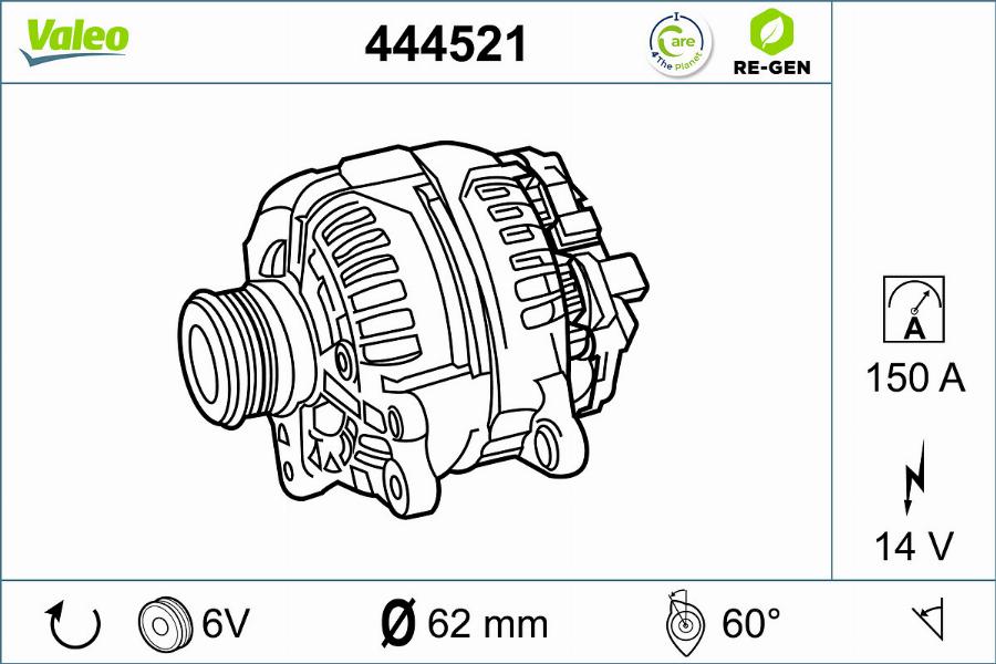 Valeo 444521 - Генератор autospares.lv