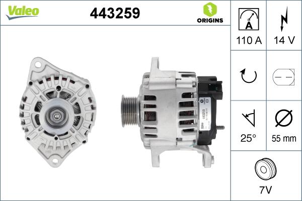 Valeo 443259 - Генератор autospares.lv