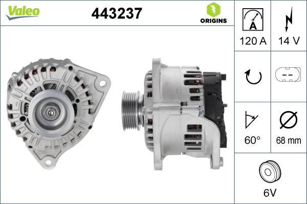 Valeo 443237 - Генератор autospares.lv